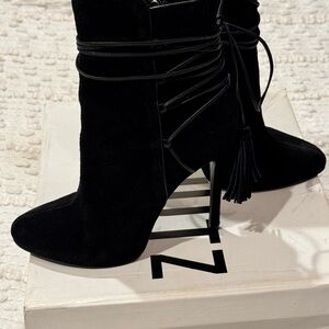 SCHUTZ Black Suede Ankle Boots